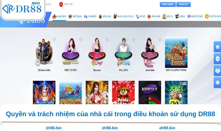 Điều Khoản Sử Dụng DR88 3 Quyền và trách nhiệm của nhà cái trong điều khoản sử dụng DR88