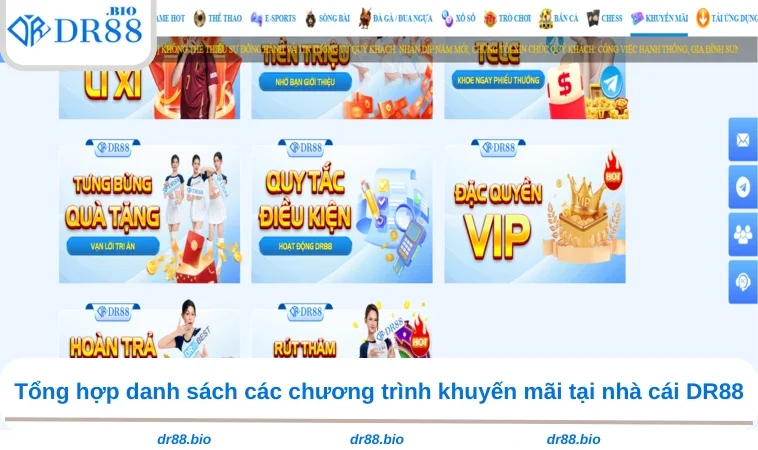 Khuyến Mãi DR88 1 Tổng hợp danh sách các chương trình khuyến mãi tại nhà cái DR88