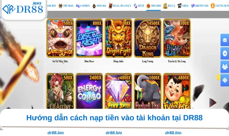 Nạp Tiền DR88 1 Hướng dẫn cách nạp tiền vào tài khoản tại DR88
