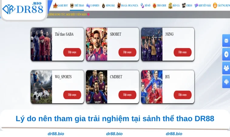 Thể Thao DR88 1 Lý do nên tham gia trải nghiệm tại sảnh thể thao DR88