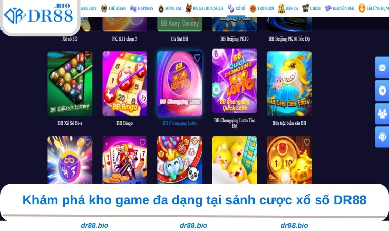 Xổ Số DR88 2 Khám phá kho game đa dạng tại sảnh cược xổ số DR88